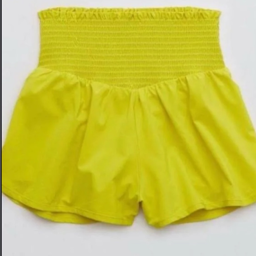 Aerie Yellow Athletic Shorts with Elastic Waistband